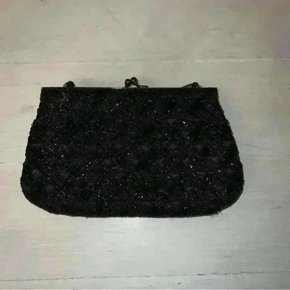 Black Lancome beaded clutch - Picture 1 of 4